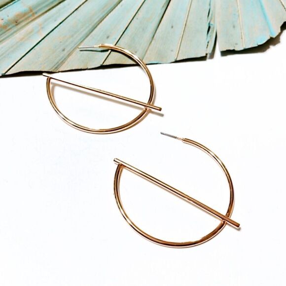 Gold geo hoop earrings #87 - Picture 2 of 3